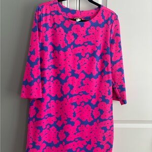MAHI GOLD Pink and Blue Sheath Dress 3/4 Sleeve Crew Neck